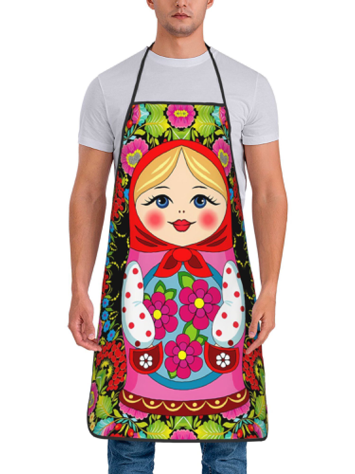 楽しいロシアのマトリョーシカ花柄レトロデザインエプロン1枚、 - Home Cooking Cafe のレビューと価格