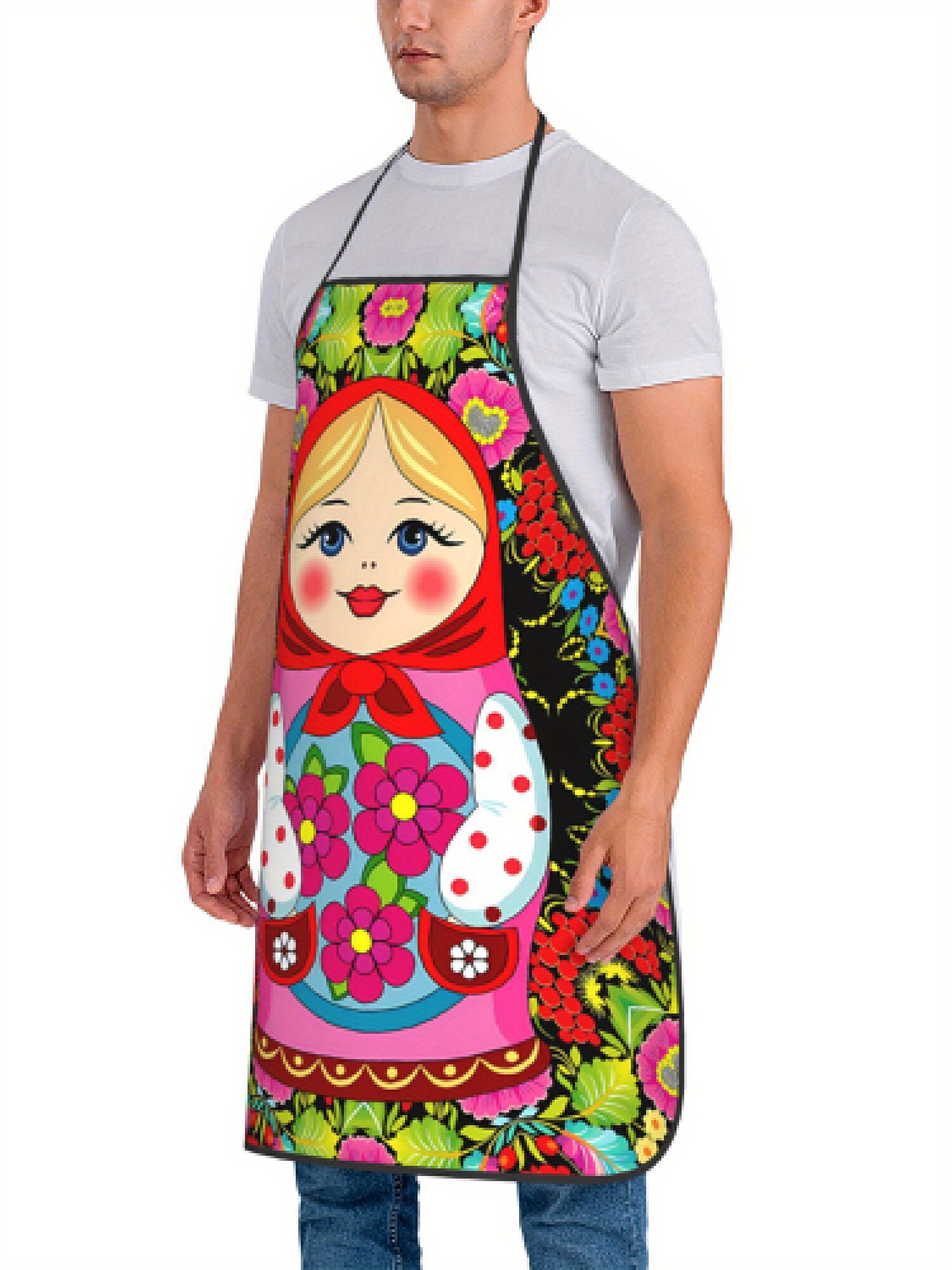 楽しいロシアのマトリョーシカ花柄レトロデザインエプロン1枚、 - Home Cooking Cafe のレビューと価格