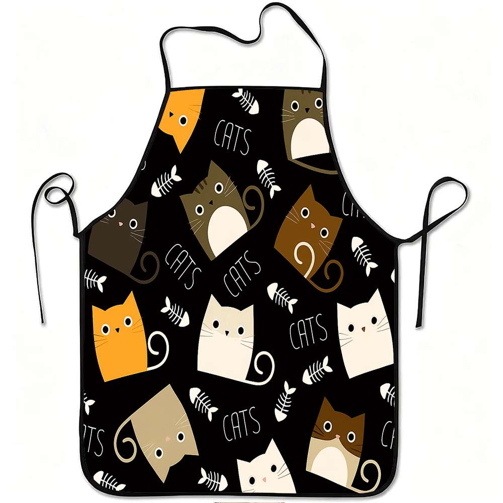 楽しい漫画風エプロン1枚、かわいい猫と魚の骨のレトロデザイン - Home Cooking Cafe のレビューと価格
